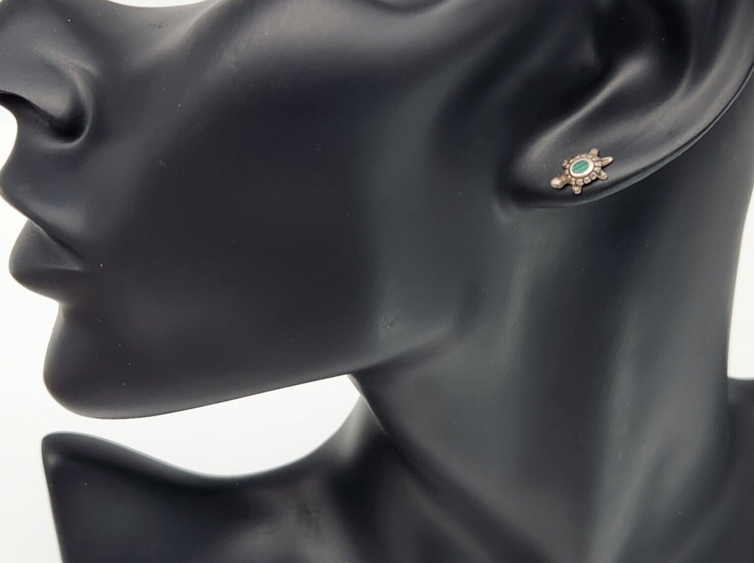 Sterling Silver Malachite Turtle Stud Earrings - image 5