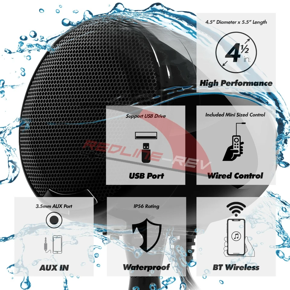 Refurb Waterproof Bluetooth Motorcycle Stereo Speakers Amplifier Audio System - Image 2 of 4