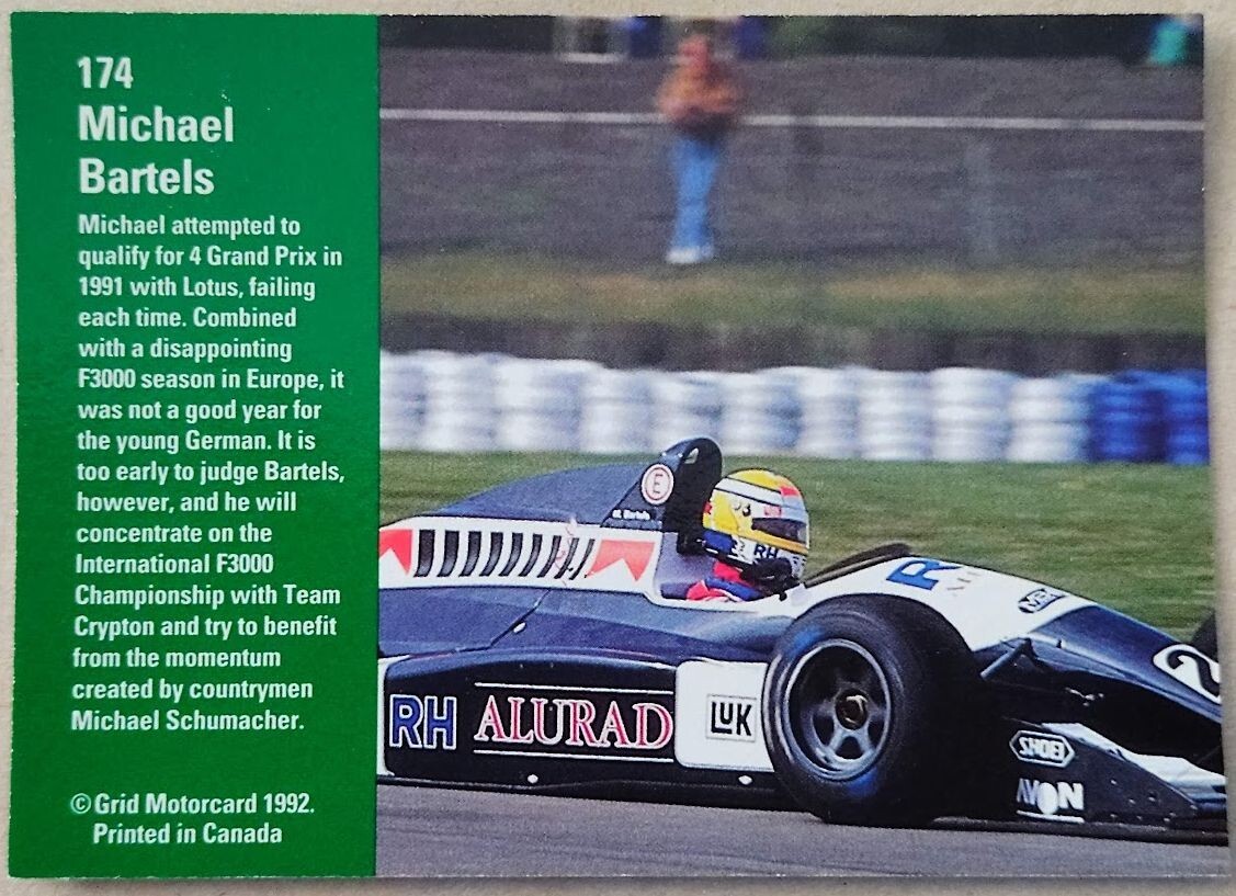 Autocollant / Carte Autographe Michael Bartels - Formule 1 - Original Allemagne