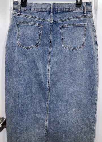 Sincerely Jules 11/29 Women’s Denim Long Skirt Maxi Mid Blue Jean Split NWT - Picture 18 of 24