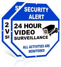 Security Alert 24 Hour Video Surveillance Sign Security Aluminum Yard Sign