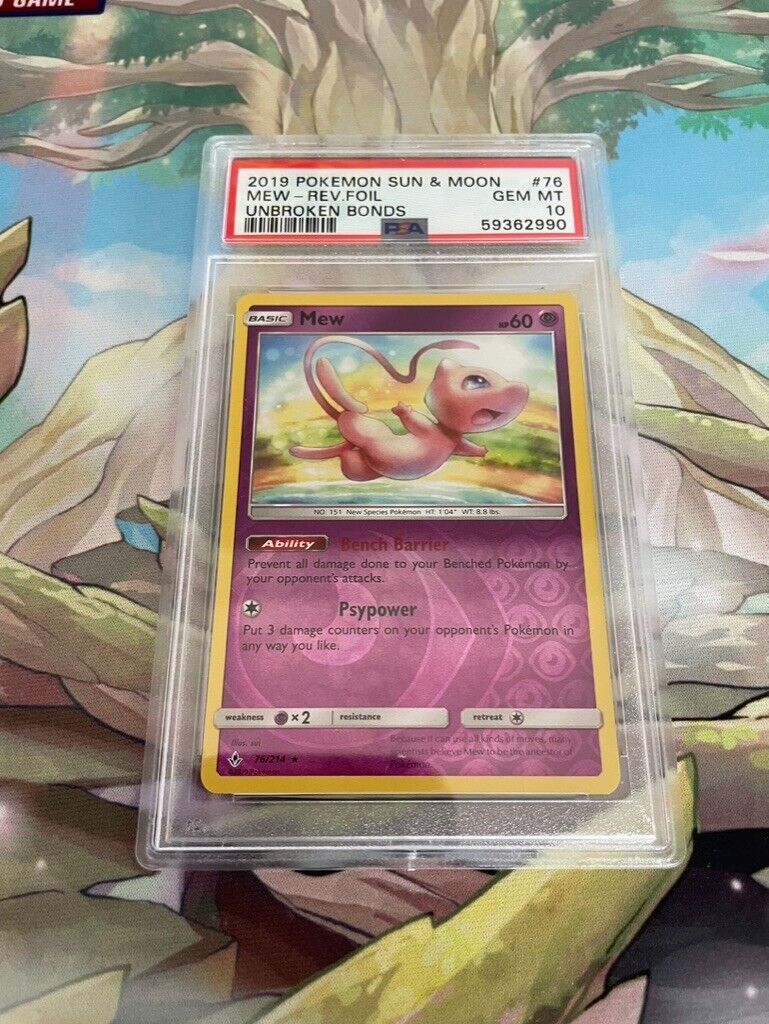 Unbroken Bonds 76/214 Mew Reverse Holo Pokemon Card