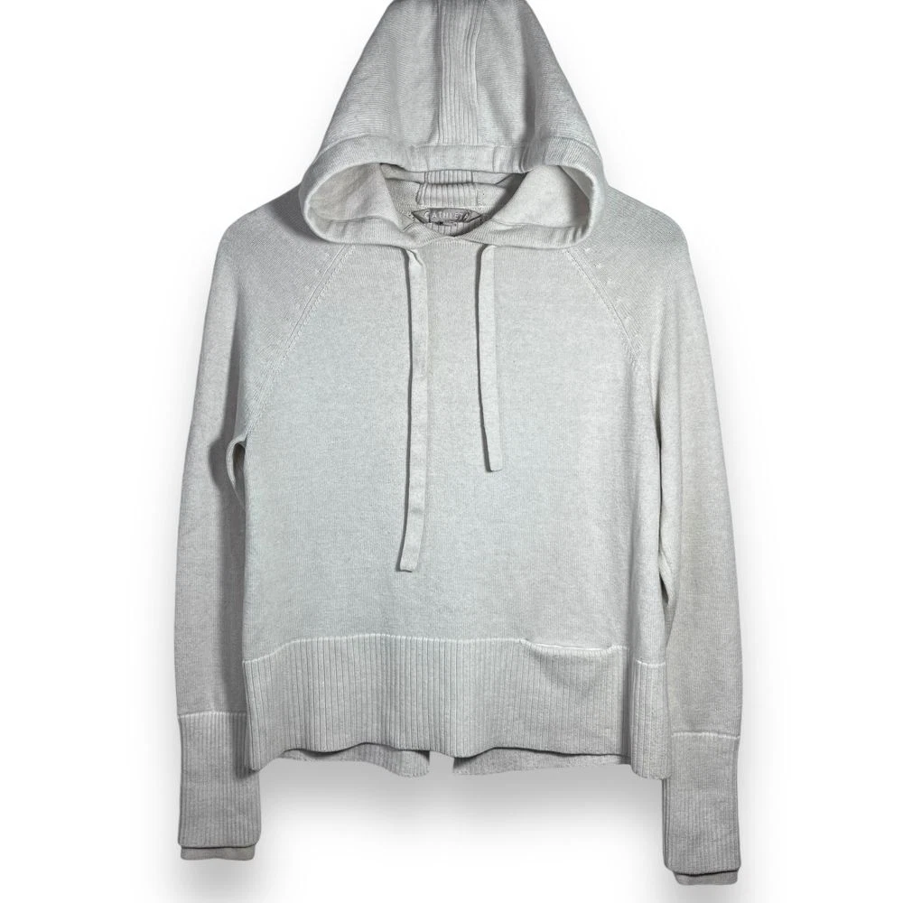 OFF WHITE Maglione Athleta fine lana merino XS panna Verona Auberge felpa con cappuccio tempo libero