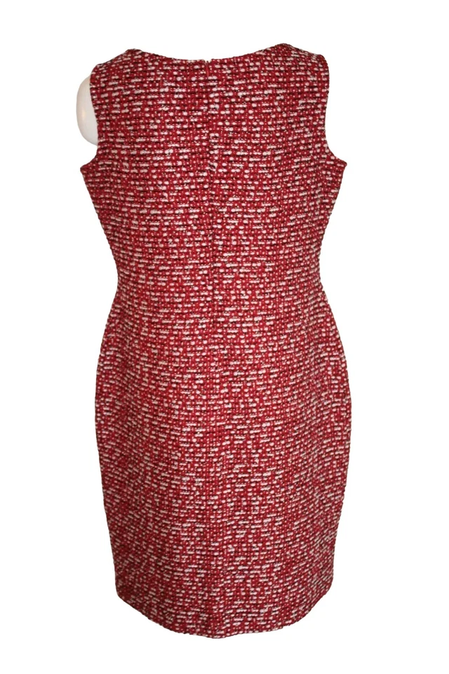 St John Collection Red Sheath Dress Boucle Tweed Size 12 Excellent Condition! - Image 4 of 4