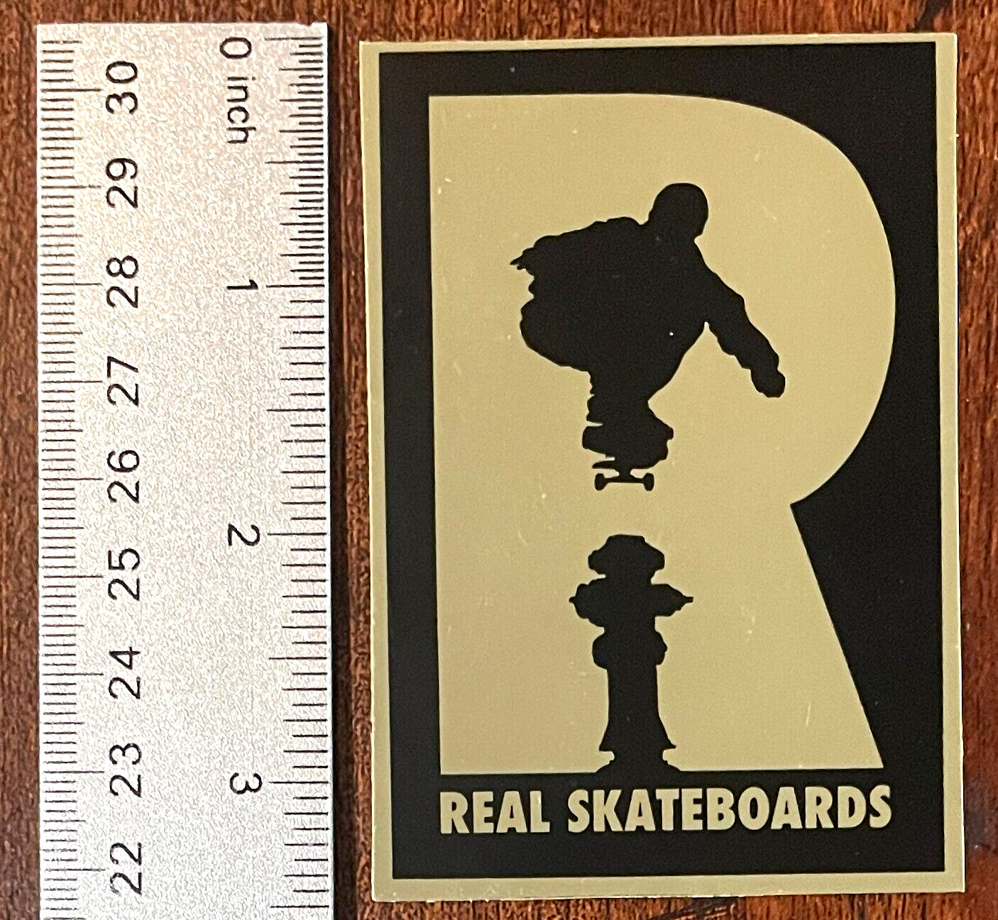 Sticker 3.5 In X 2.5 In Black/gold Holo Skate Decal