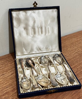 W&S.SØRENSEN Sterling Silver Egg Spoons - ''I Love Liberty'' - Denmark (Set of 6)