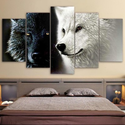 Black And White Wolf Canvas Art Print For Wall Decor Painting Ebay