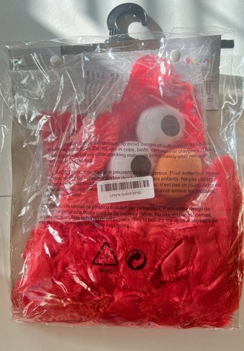 New Sesame Street Elmo Costume 2T Toddler Furry Jumpsuit Plush Red 2 Piece - Picture 2 of 2