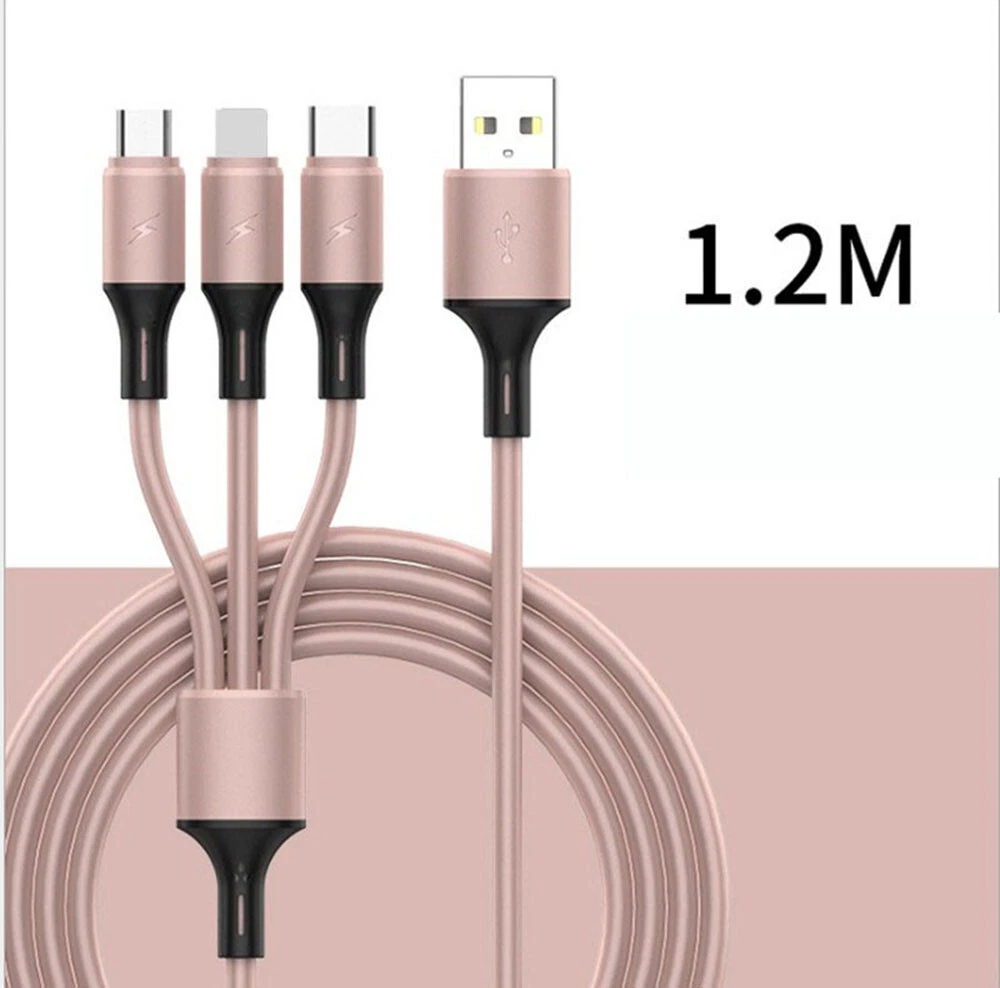3 In 1 Charging USB Cable Charger Phone Type-C Micro IOS Multi Head ALL Phone_voghion.com