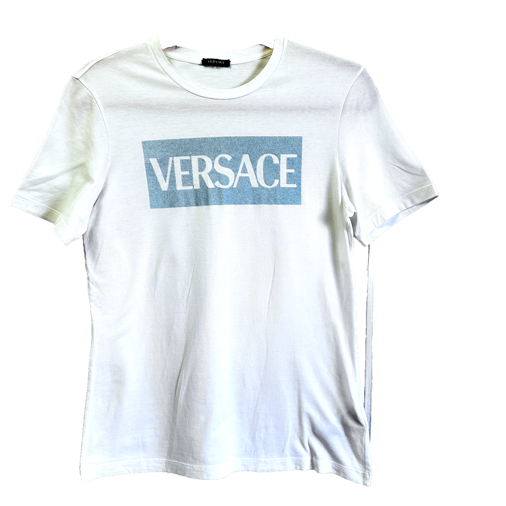 Versace Men's Box Logo White Crew Neck T-Shirt Size IT 36/S