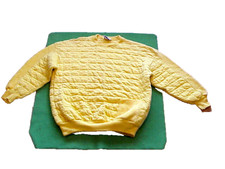VTG 80s Oakbrook Sport Yellow Quilted Sweatshirt Top Size M New Wave MADE IN USA
