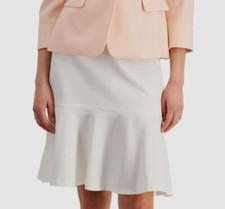 Le Suit Women's White Ruffled Hem Pencil Suit Skirt Petite Size 4P