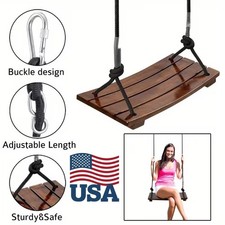 Wooden Swing Seat Nostalgic Outdoor Wood Swing for Kids Tree Swing for Adults US