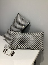 2 X  KYLIE MINOGUE AT HOME BLACK CHEQUER CUSHIONS - LIMITED EDITION