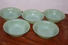 5 Vintage Fire King Jadeite Swirl Berry Bowls 5" x 1.5" Excellent Condition