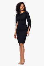 NWT BETSEY  ADAM "JORDAN" SHORT SCUBA CREPE DRAPED BACK DRESS Sz 6P