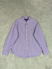 Polo Ralph Lauren Shirt Mens XL Purple Gingham Green Pony long sleeve button up