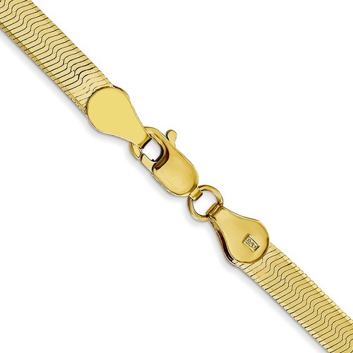 10K Yellow Gold 4mm Silky Herringbone Chain 22 Inch - Picture 3 of 4