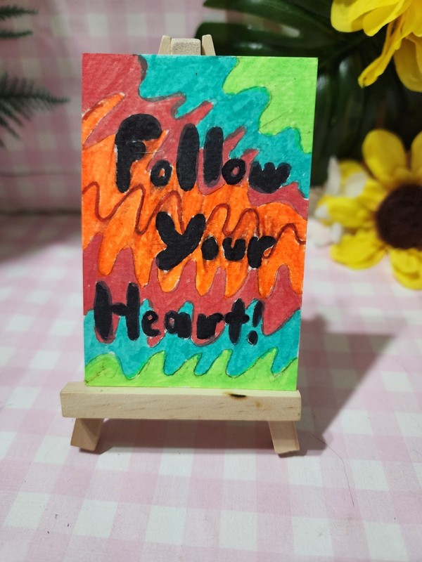 ACEO Art Card Original, tie dye, heart, inspirational, psychedelic, motivation