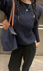  Women's Medium /Polo Ralph Lauren Sweater Cable Knit Cotton Crew Neck NAVY