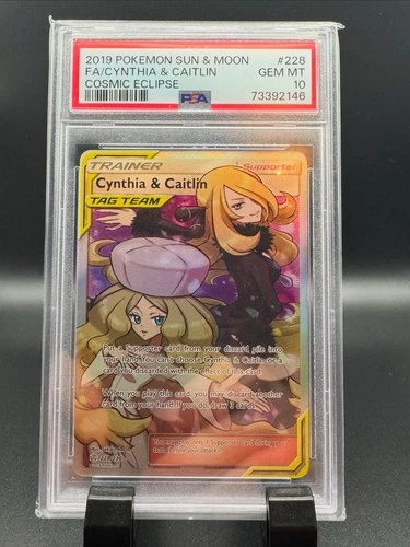 Pokemon PSA 10 Cynthia & Caitlin Cosmic Eclipse 228/236 GEM MINT