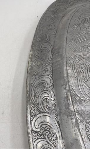 Arthur Court Silver Engraved Ornate Fish Handled Oval Serving Tray Platter - Picture 9 of 9