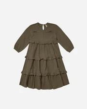 Rylee + Cru Mabel Dress Army Green Toddler Girls 2-3 Years Casual Dress