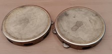 2 Vintage Tambourines, Wood Shell, 11" diameter, good tone