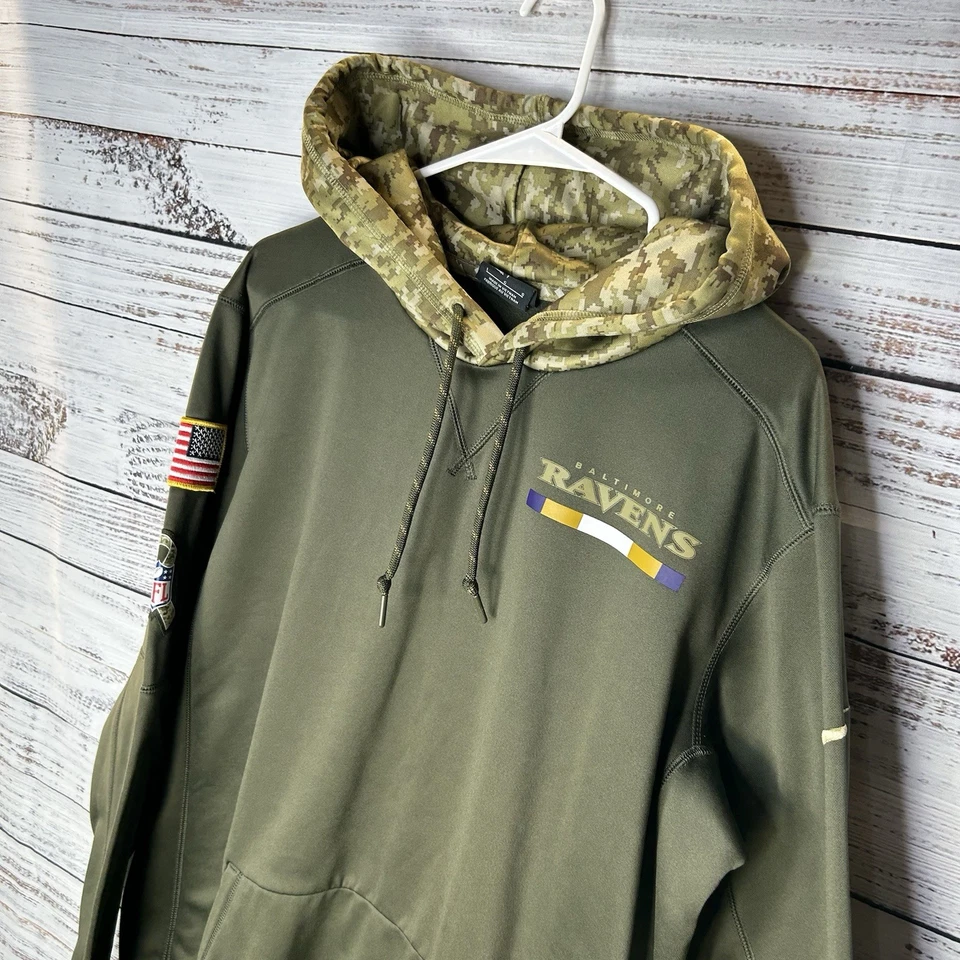 Nike On-Field Baltimore Ravens Salute To Service Pullover Hoodie Camo Size Large - Image 3 of 4