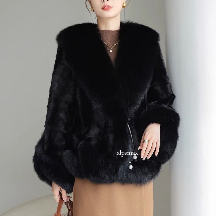 Women's Coat New Mink Fur Jacket Warm Slim Fit Lapel Collar Winter Faux Fur Coat