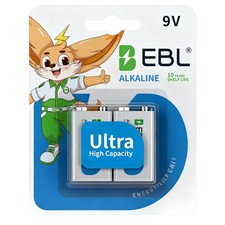 EBL 2PCS 9V Alkaline Battery 6LR61 9 Volt Exp 10 Years Lot