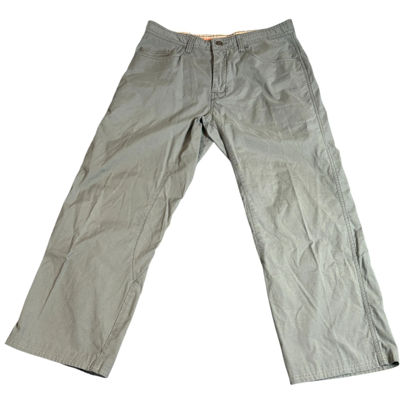prAna Pants Mens 32x27 Green / Gray Relaxed Fit Stretch Cargo Hiking Outdoor Y2K