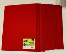 Pop! #20 SHEETS Felt 9x12” Red Sticky Back