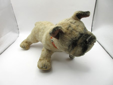12" Vtg 50s Japan Mohair CURIOUS BULLDOG Collar Bell Toy Stuffed Animal SO CUTE 