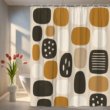 Modern Abstract Shower Curtain in Black and Brown for Bathroom Decor