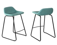 Ava Counterstools Aqua Blue Faux Leather Set of 2