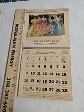 OLD 1955 WALL HANGING CALENDAR ESSO STANDARD OIL COMPANY ALLENTOWN PA ORIGINAL