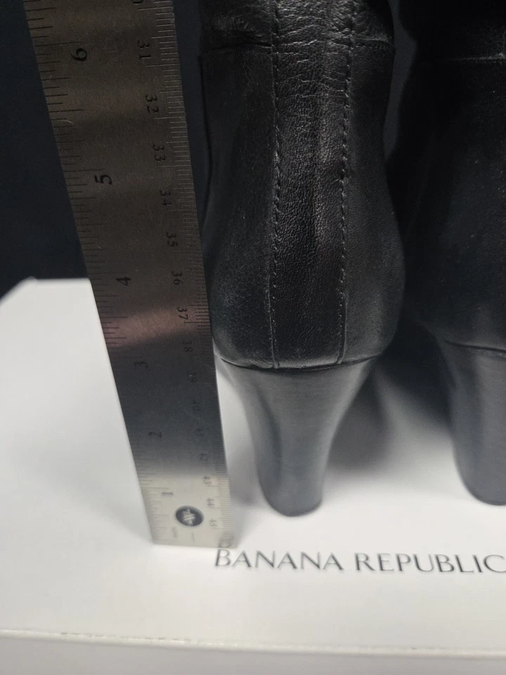 Botas de cuña Banana Republic de cuero negro talla 9 hasta la rodilla zapatos con caja Foto 3 de 4