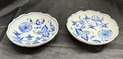 Antique Set 2 Ernst Teichert Meissen Coupe Cereal Bowl 5.25  Blue Onion Pattern
