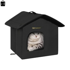 Weatherproof Heated Cat House Insulated Outdoor Shelter Easy Assembly Pet Home