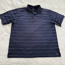 Champion Golf Short Sleeve Collar Quick Duo Dry Blue Stripe Polo Shirt Large EUC