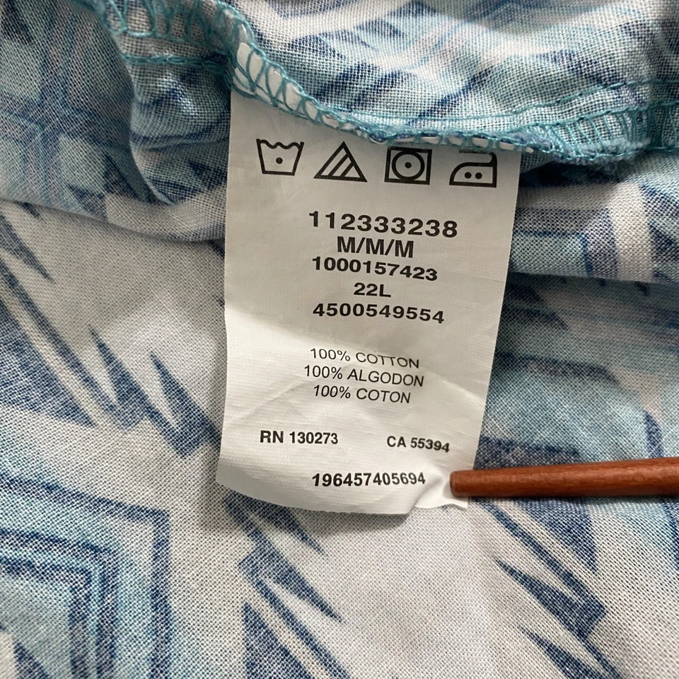 Camisa Wrangler Western Para Hombre Mediana Azul Azteca Manga Larga Botón Delantero Algodón Foto 4 de 4