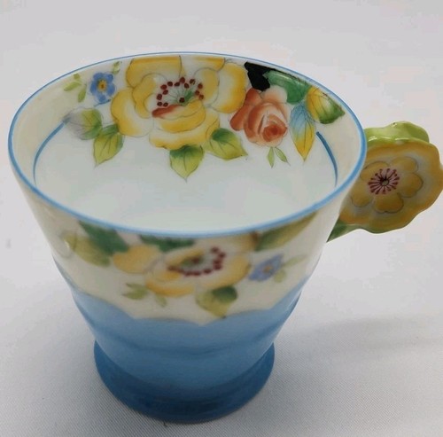ANTIQUE NORITAKE HD PAINT FLORAL YELLOW DAISY HANDLE DEMITASSE CUP/SAUCER c.1918 - Picture 15 of 15