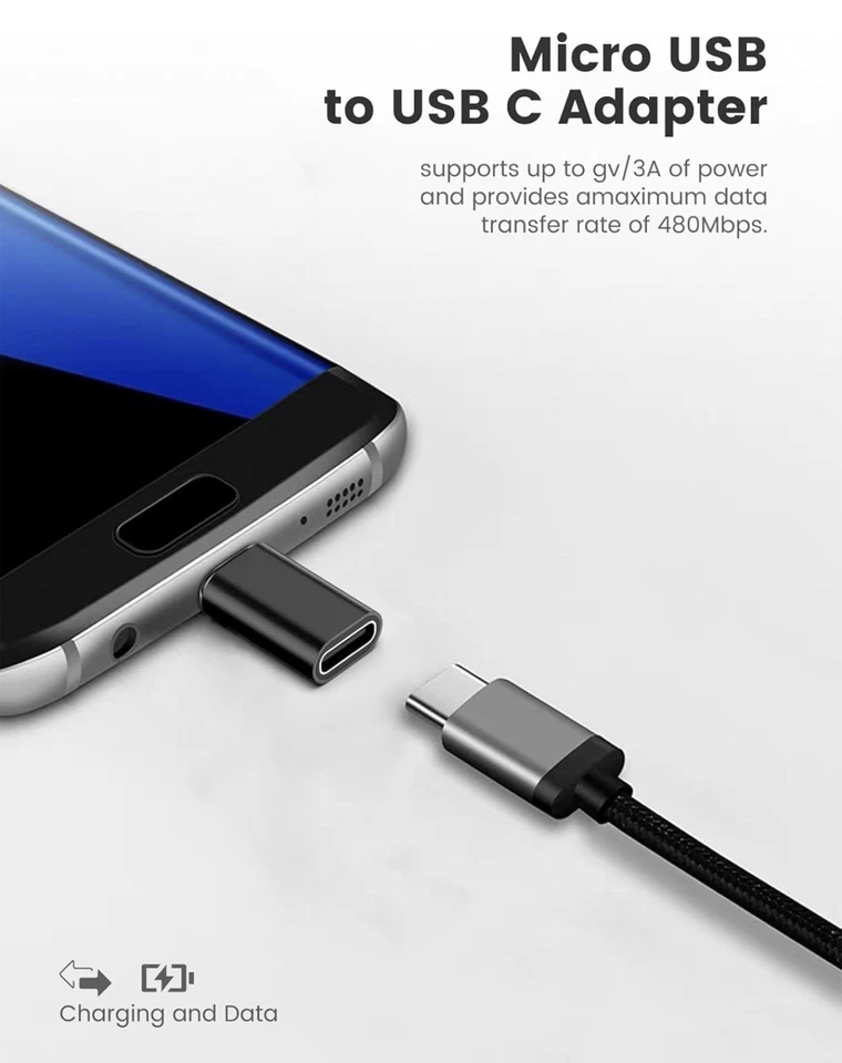 USB 3.1 Type C Female to Micro USB Male Adapter Converter Connector USB-(1) - Image 2 of 4