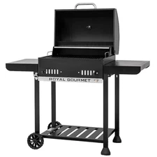 Royal Gourmet 24-Inch Movable Charcoal BBQ Grill with 2 Foldable Side Shelves