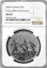 2024 £2 D Day 80th Two Pound NGC MS69 Britain 1oz Silver Royal Mint Top Pop 2/0