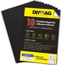 DIYMAG Magnetic Adhesive Sheets,4" x 6" 10 Pack Flexible 4" x 6", X 6"-10p