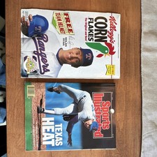 Nolan Ryan Tex Rangers Sports Illustrated Cover plus Nolan Ryan on kellogg  box