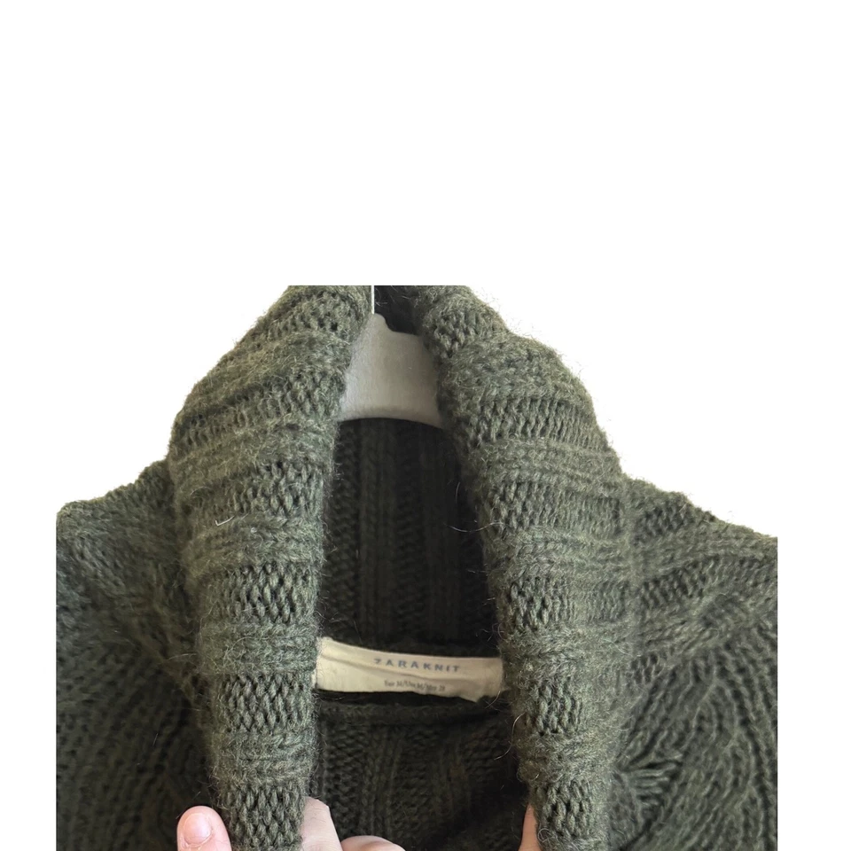 Vestido suéter robusto malha cabo gola alta verde aconchegante après esqui inverno lodge M - Imagem 4 de 4