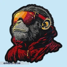 Fancy Chimp Patch: Embroidered Monkey with Retro Sunglasses for Jacket,  Iron-On